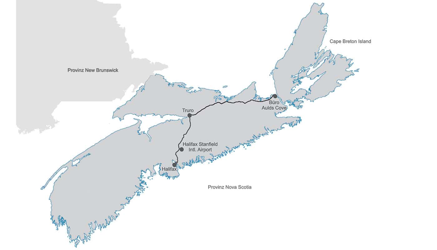 Nova Scotia - Cape Breton - Highway Karte - Wegweiser zu Canadian Pioneer Estates Ltd. 