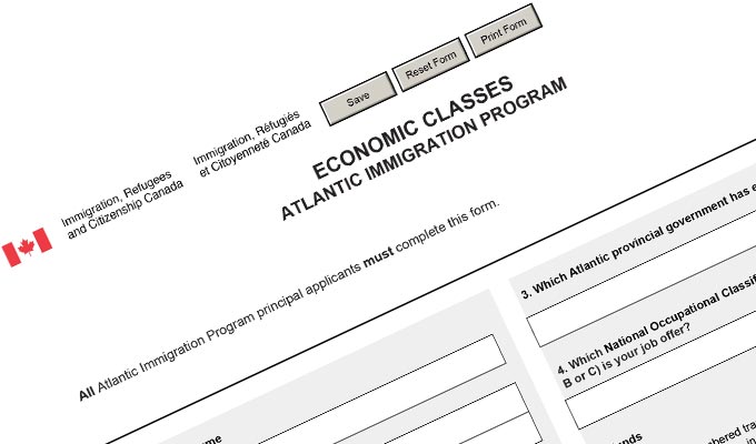 Auswanderung Antragsformular für ein spezielles Auswanderungsprogramm in Atlantik Kanada