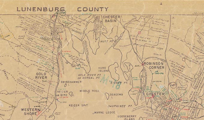 Deutsche in Kanada historische Karte vom Gemeindebezirk Lunenburg deutsche Siedlung 1753 in Nova Scotia